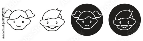 Baby girl/boy face icon. Cute face symbol, suitable for websites, logos, apps, templates, and UI design. EPS10 on a white background.

