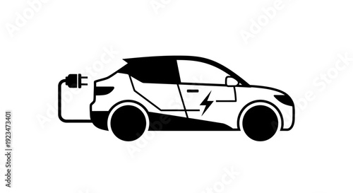 Electric car charging at station.