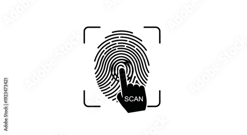 Fingerprint scan identification security symbol.