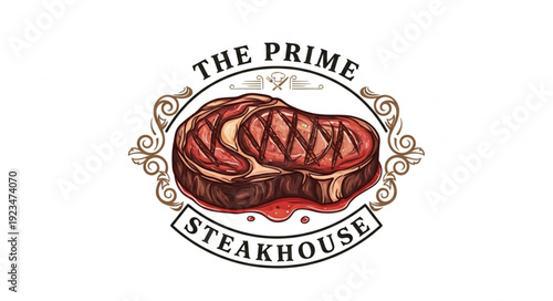 Steakhouse Logo with Grilled Steak.