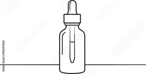 Black line of a glass dropper bottle glass bottle line black lines white background simple minimalistic
