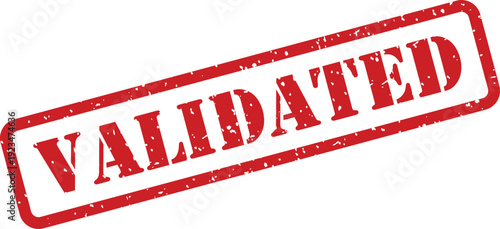 Distressed red rubber stamp displaying the word VALIDATED against a clean white backdrop