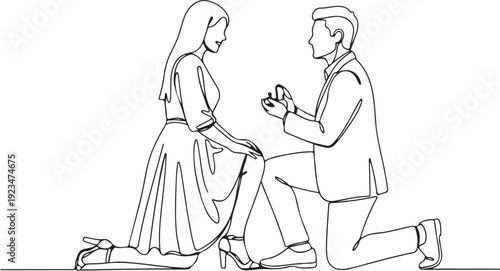 Man proposing to woman on one knee with ring proposal couple