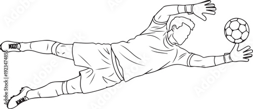 Soccer goalkeeper diving to catch ball sports
