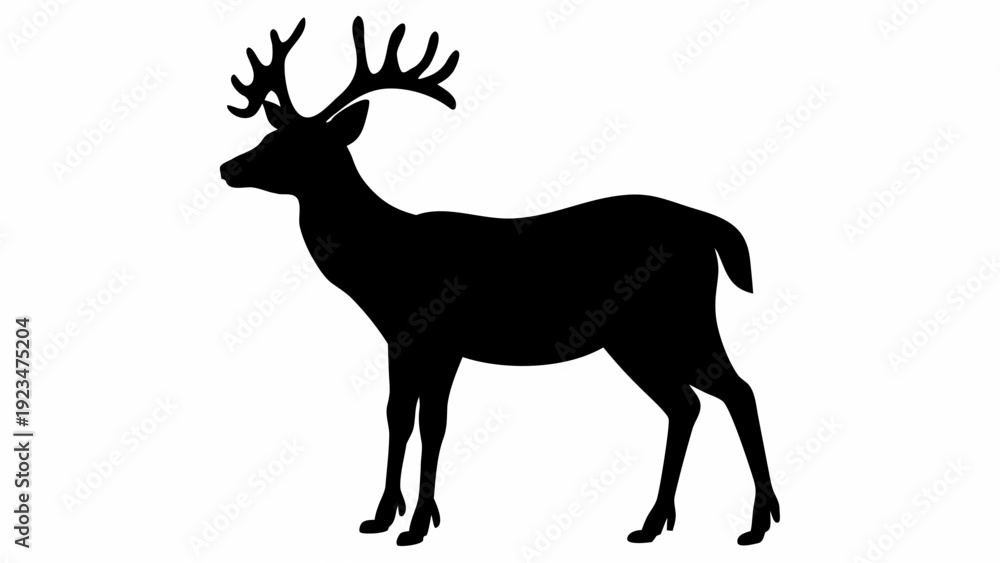 Fototapeta premium Majestic stag with impressive antlers in powerful stance