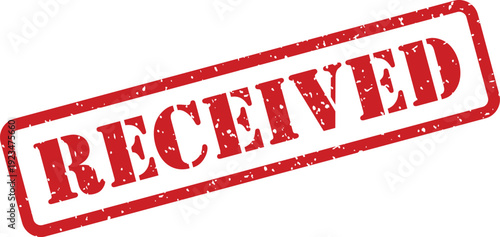 Official red rubber stamp with the word received indicating document processing on a white surface