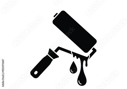 Black and white of a paint roller with dripping paint