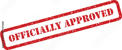 Presenting a vibrant red textured stamp with the important phrase OFFICIALLY APPROVED on a pure white background
