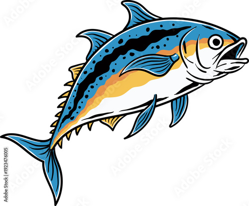 Bluefin Tuna Illustration, Sport Fishing Vector