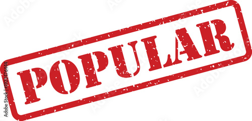 Red grunge popular stamp mark indicates something widely liked, accepted, or frequently used by many
