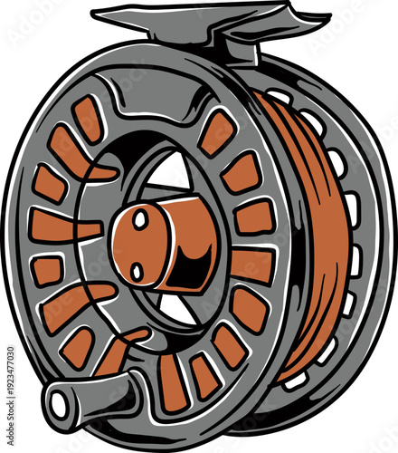 Fishing Fly Reel Vector, Angler Gear