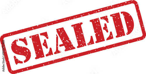 Red grunge rubber stamp clearly displaying the word SEALED in bold capital letters on a white background