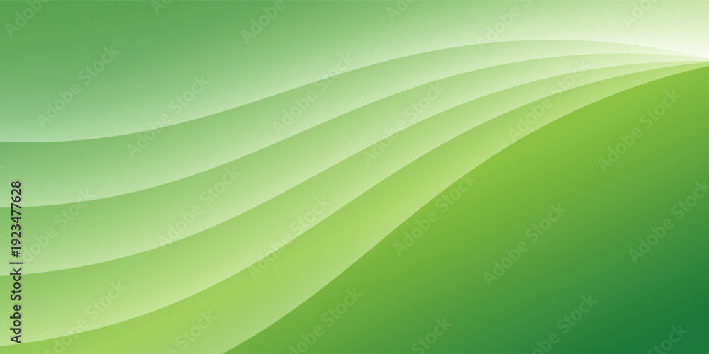 Fototapeta premium Clean abstract background featuring a smooth green gradient with a soft, elegant curved wave. modern design