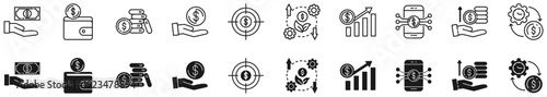 Profit icon set. Money savings and increase symbol.