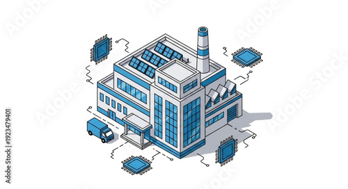 Sustainable Office Building with Solar Panels.