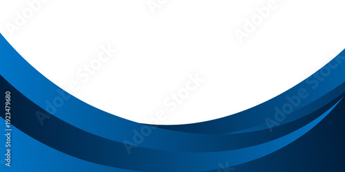 Professional abstract vector background featuring deep blue flowing wave layers against a clean white upper space. eps10