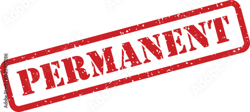 Red rectangular permanent stamp indicates a lasting status or unchangeable condition on documents
