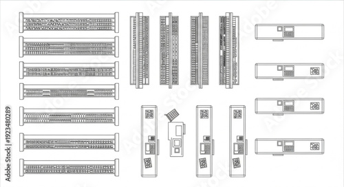 Architectural blueprints showcasing various building designs and structural layouts for construction projects.