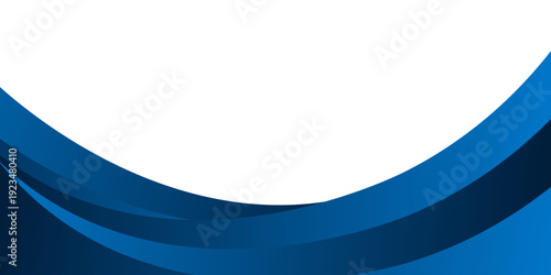 Professional abstract vector background featuring deep blue flowing wave layers against a clean white upper space.