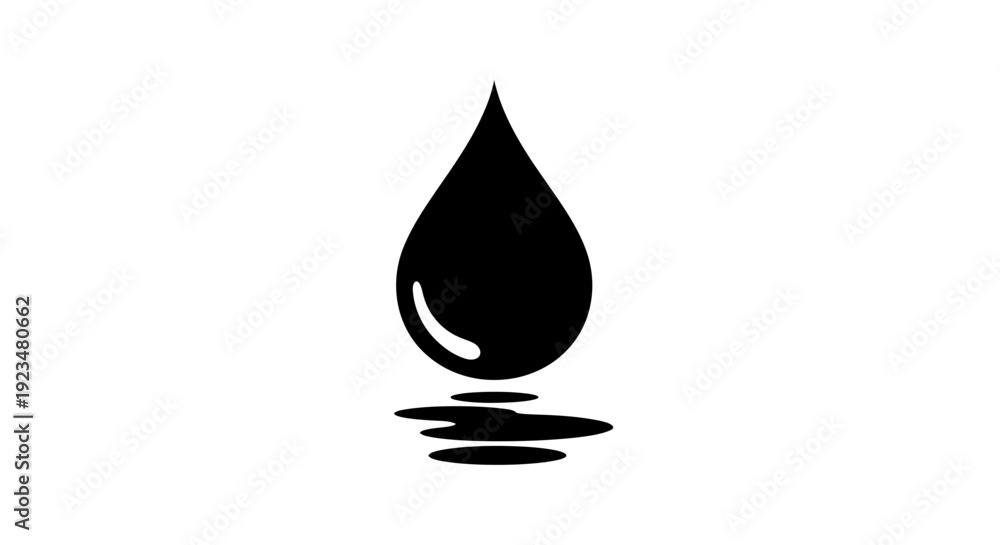 Fototapeta premium Black drop of water icon symbol.