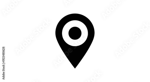 Black map pin icon symbol.