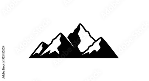 Black silhouette of mountain peaks.