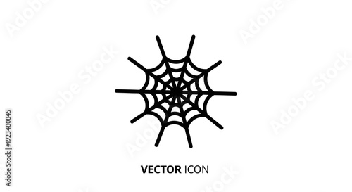 Black spider web vector icon graphic.