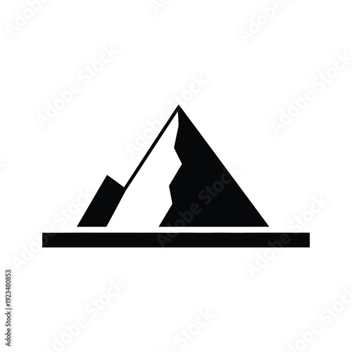 Black and white silhouette of pyramids on white background