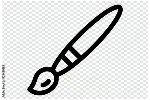 A minimalist black and white illustration of a paintbrush with a knife edge for precision painting