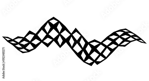 Black wavy lattice pattern design element.