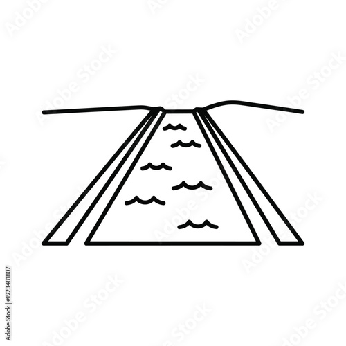 Simple black and white illustration of a swimming pool with ripples