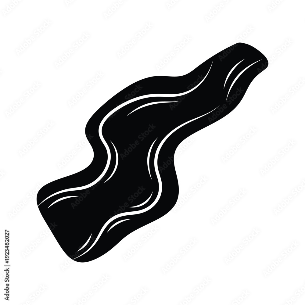 Fototapeta premium Black wavy abstract shape on white background