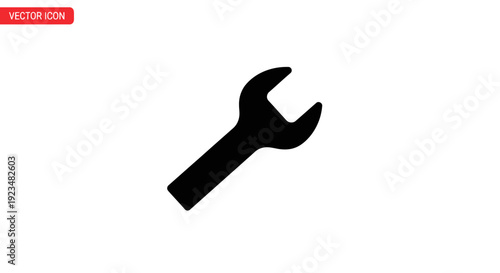 Black adjustable wrench tool icon.