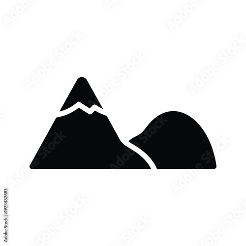 Simple black silhouette of mountains against a white background