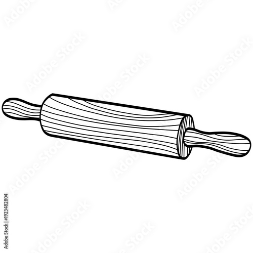 Wooden Rolling Pin Kitchen Tool Illustration Drawing