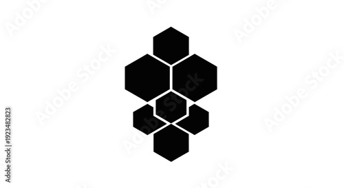 Black hexagon honeycomb structure symbol.