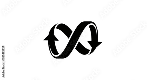 Black infinity symbol with arrows.