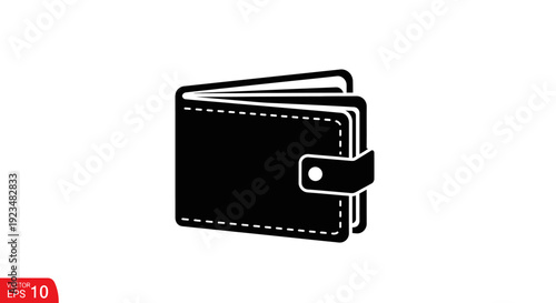 Black leather wallet with stitching.