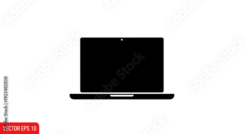 Black laptop computer on white background.