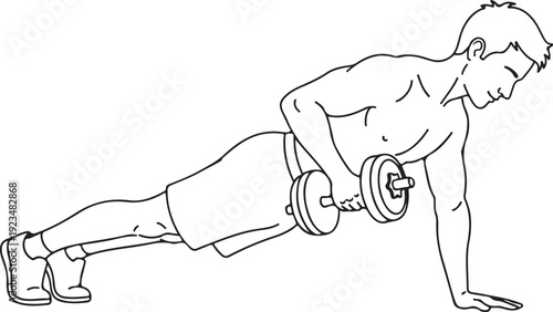 Man doing push up with dumbbell exercise fitness