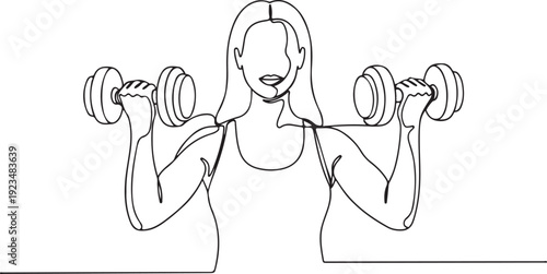 Woman lifting dumbbells line fitness line workout exercise