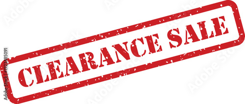This bold red rubber stamp announces CLEARANCE SALE prominently across a pristine white background for marketing