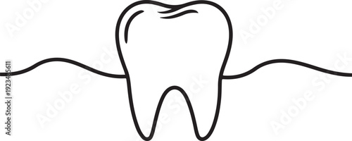 Black and white line of a tooth with wavy lines on either side dental molar incisor