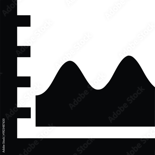 tide chart wave pattern Black silhouette vector illustration on transparent background