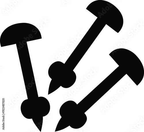 t pins stainless steel Black silhouette vector illustration on transparent background