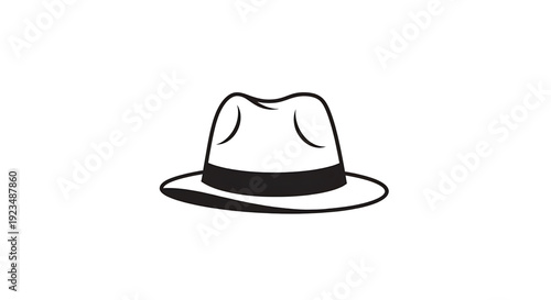 Stylized illustration of a classic fedora hat, a timeless fashion accessory symbolizing elegance and vintage style, ideal for various graphic design projects and apparel concepts