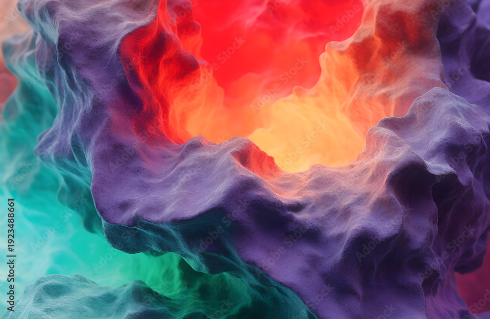 Fototapeta premium Abstract waving particle technology background design featuring flowing wave-like moving dots and dynamic particles. High-tech, big data inspired backdrop ideal for brochures, flyers, magazines, busin