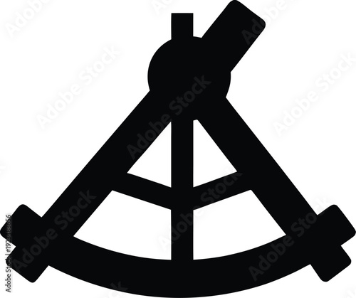 sextant measuring angle Black silhouette vector illustration on transparent background