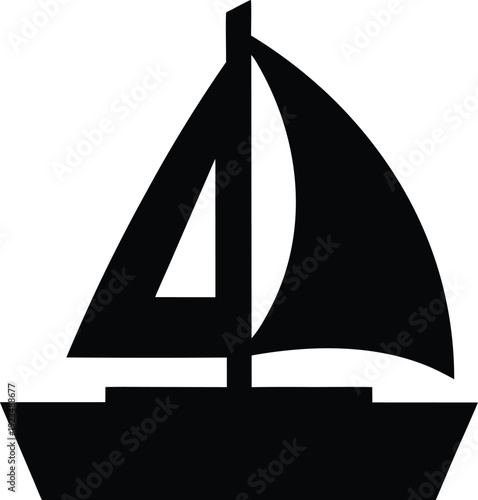 Photography sailboat with jib and mainsail silhouette vector illustration on transparent bac
