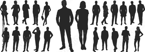Assortment of Human Silhouettes in Various Poses people figures